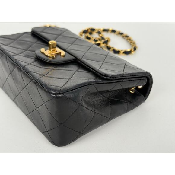 Chanel Classic Mini Square Single Flap Bag Black with Gold Hardware B-2 - Picture 9 of 16